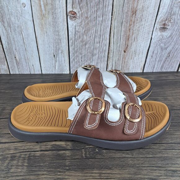 COFACE Dual Strap Orthotic Slides Sandals Women's Sz 11 Brown (VGC) - Picture 3 of 7
